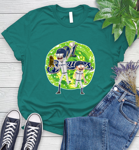 MLB Milwaukee Brewers Rick And Morty Commissioner's Trophy Baseball Sports Women's T-Shirt 12