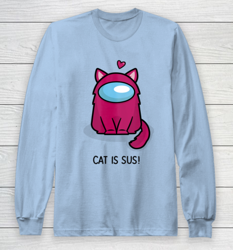 Among Us Game Shirt Cute Cat Astronaut Among me or us Nerdy Girl Gamer Long Sleeve T-Shirt 5