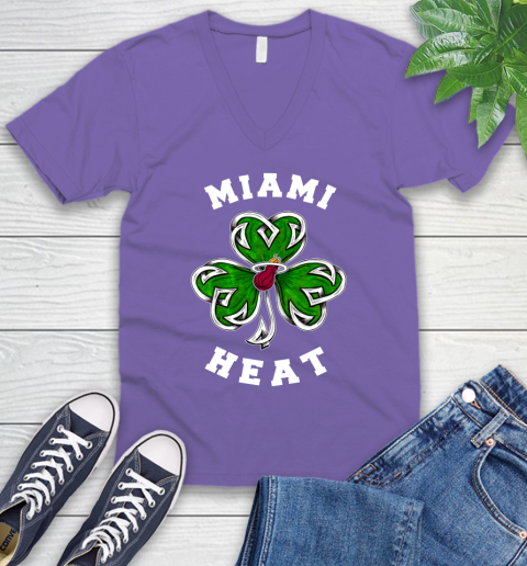 NBA Miami Heat Three Leaf Clover St Patrick's Day Basketball Sports V-Neck T-Shirt 8