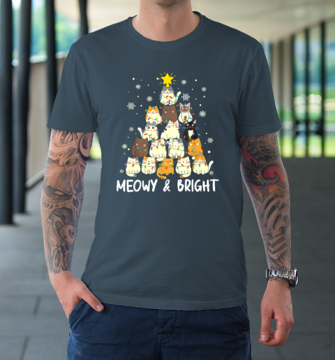 Cat christmas discount tree t shirt