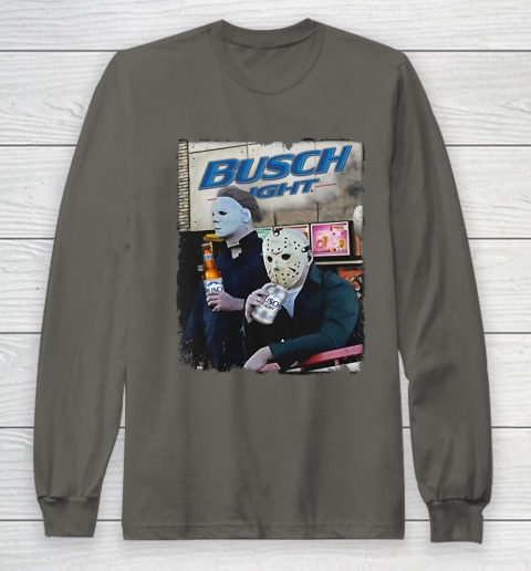 Michael Myers And Jason Voorhees Busch Light Halloween Long Sleeve T-Shirt 5