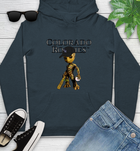 MLB Colorado Rockies Groot Guardians Of The Galaxy Baseball Youth Hoodie 8