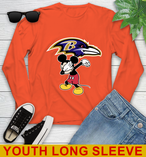 Baltimore Ravens NFL Football Dabbing Mickey Disney Sports Youth Long Sleeve 4