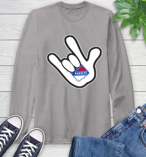 New York Rangers NHL Hockey Mickey Rock Hand Disney Long Sleeve T-Shirt 6