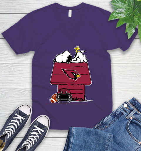 Arizona Cardinals NFL Football Snoopy Woodstock The Peanuts Movie V-Neck T-Shirt 10