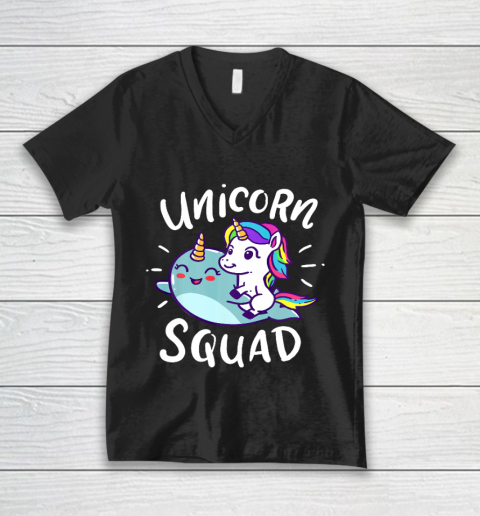 Unicorn Squad Narwhal Funny Cute Birthday Party Present Gift V-Neck T-Shirt