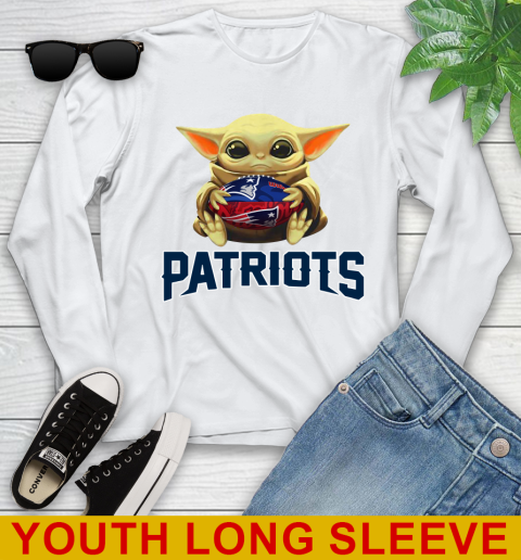 NFL Football New England Patriots Baby Yoda Star Wars Shirt Youth Long Sleeve