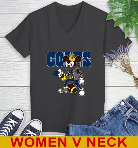 Indianapolis Colts NFL Football Mickey Peace Sign Sports Women's V-Neck T-Shirt 9