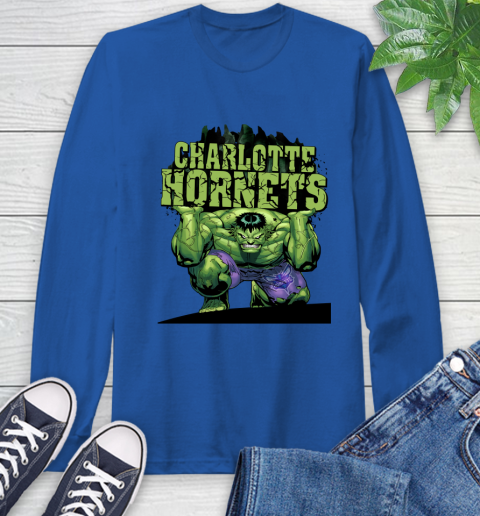 Charlotte Hornets NBA Basketball Incredible Hulk Marvel Avengers Sports Long Sleeve T-Shirt 9