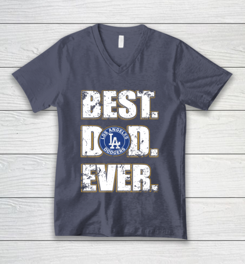 MLB Los Angeles Dodgers Baseball Best Dad Ever Family Shirt V-Neck T-Shirt 7