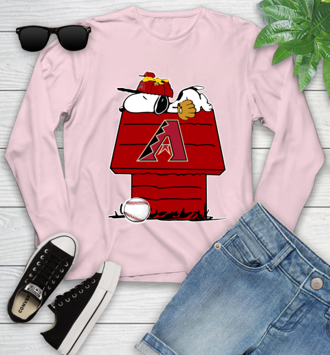MLB Arizona Diamondbacks Snoopy Woodstock The Peanuts Movie Baseball T Shirt Youth Long Sleeve 10