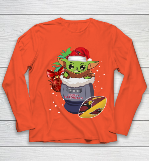 Arizona Cardinals Christmas Baby Yoda Star Wars Funny Happy NFL Youth Long Sleeve 4