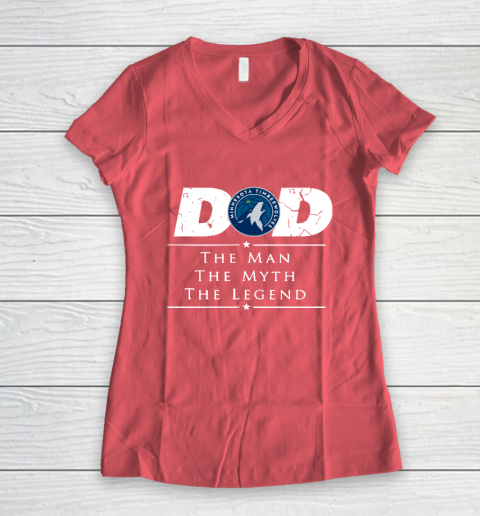 Minnesota Timberwolves NBA Basketball Dad The Man The Myth The Legend Women's V-Neck T-Shirt 4