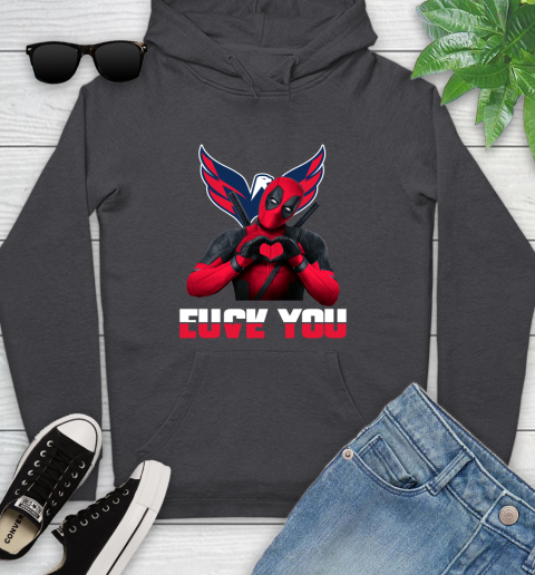 NHL Washington Capitals Deadpool Love You Fuck You Hockey Sports Youth Hoodie 8