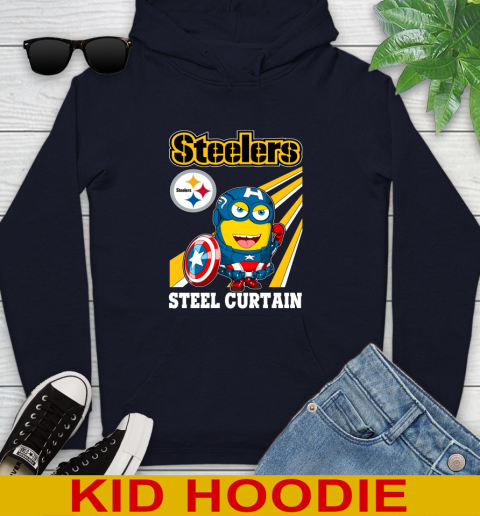 NFL Football Pittsburgh Steelers Captain America Marvel Avengers Minion Shirt Youth Hoodie 3