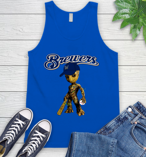 MLB Milwaukee Brewers Groot Guardians Of The Galaxy Baseball Tank Top 5