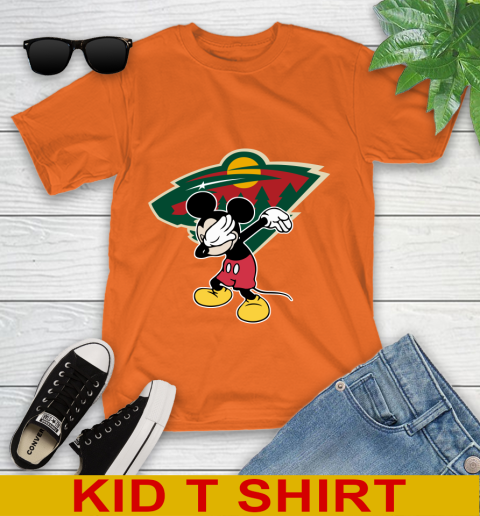 Minnesota Wild NHL Hockey Dabbing Mickey Disney Sports Youth T-Shirt 7