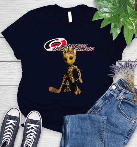 Carolina Hurricanes NHL Hockey Groot Marvel Guardians Of The Galaxy Women's T-Shirt 3