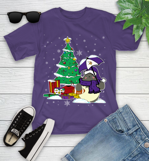 Minnesota Vikings NFL Football Cute Tonari No Totoro Christmas Sports Youth T-Shirt 3