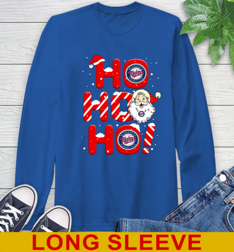 Minnesota Twins MLB Baseball Ho Ho Ho Santa Claus Merry Christmas Shirt Long Sleeve T-Shirt 11