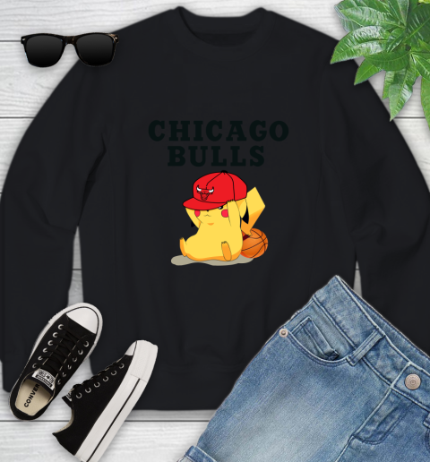NBA Pikachu Basketball Sports Chicago Bulls Youth Sweatshirt 2
