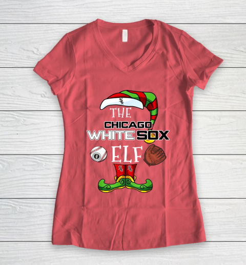 Chicago White Sox Christmas ELF Funny MLB Women's V-Neck T-Shirt 4