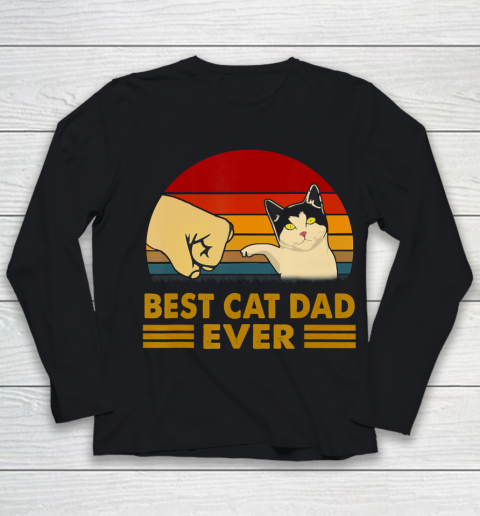 Father gift shirt Cat Dad Retro Vintage For Father's Day Cat Lovers T Shirt Youth Long Sleeve