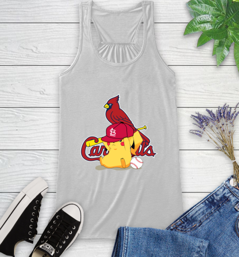 MLB Pikachu Baseball Sports St.Louis Cardinals Racerback Tank