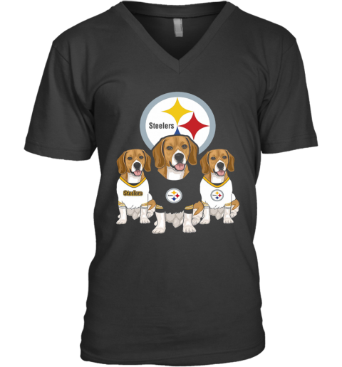 Beagle Pittsburgh Steelers Logo V-Neck T-Shirt