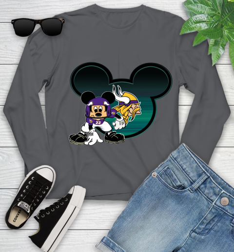 NFL Minnesota Vikings Mickey Mouse Disney Football T Shirt Youth Long Sleeve 8