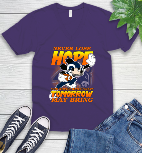 Los Angeles Rams NFL Football Mickey Disney Never Lose Hope V-Neck T-Shirt 9