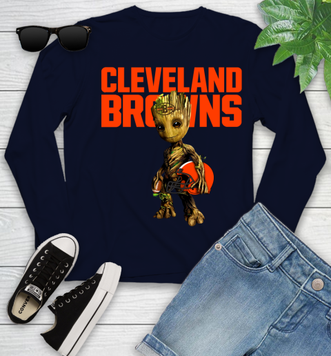Cleveland Browns NFL Football Groot Marvel Guardians Of The Galaxy Youth Long Sleeve 3