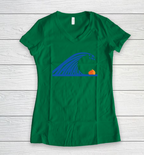 Blue Wave For Kamala Harris Trump Funny Women's V-Neck T-Shirt 3