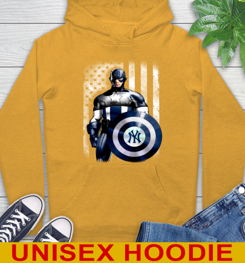 New York Yankees MLB Baseball Captain America Marvel Avengers American Flag Shirt Hoodie 2