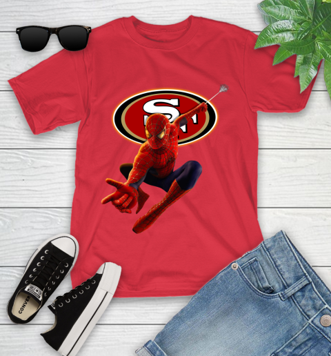 NFL Spider Man Avengers Endgame Football San Francisco 49ers Youth T-Shirt 10