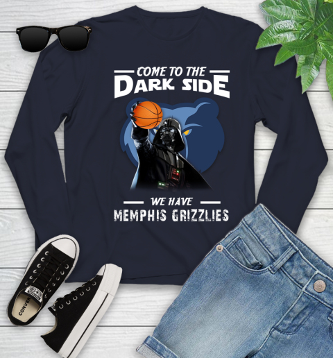 NBA Come To The Dark Side We Have Memphis Grizzlies Star Wars Darth Vader Basketball Youth Long Sleeve 2