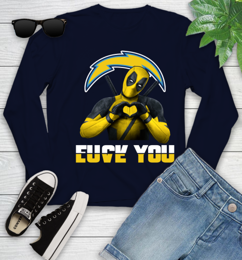 NHL San Diego Chargers Deadpool Love You Fuck You Football Sports Youth Long Sleeve 2
