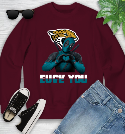 NHL Jacksonville Jaguars Deadpool Love You Fuck You Football Sports Youth Sweatshirt 4