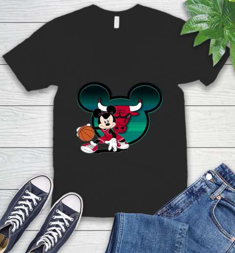 NBA Chicago Bulls Mickey Mouse Disney Basketball V-Neck T-Shirt 2