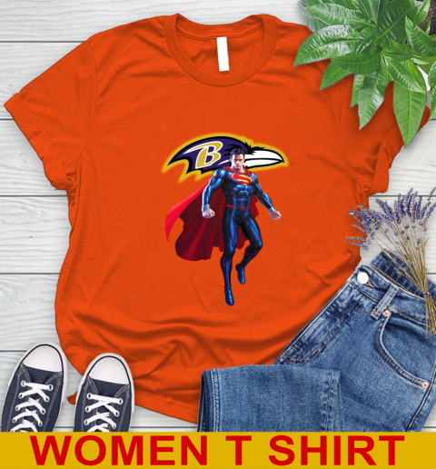 NFL Superman DC Sports Football Baltimore Ravens Women's T-Shirt 4