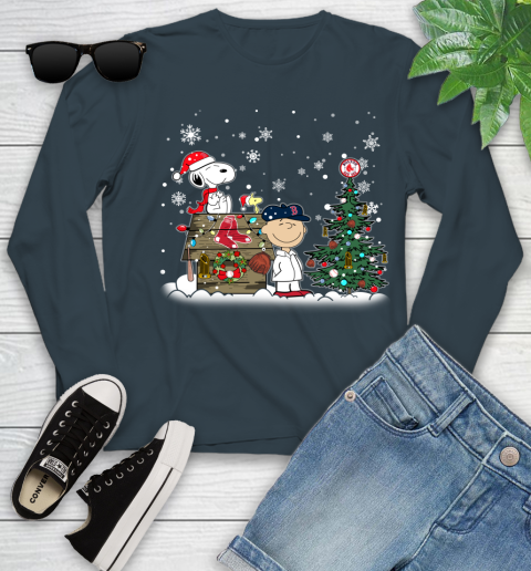 MLB Boston Red Sox Snoopy Charlie Brown Christmas Baseball Commissioner's Trophy Youth Long Sleeve 9