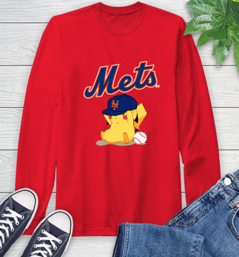 MLB Pikachu Baseball Sports New York Mets Long Sleeve T-Shirt 10