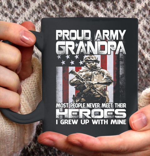 GrandFather gift shirt Proud Army Grandpa Shirt Patriotic Military Veteran T Shirt Ceramic Mug 11oz