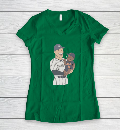 Yankees Holding Crying Mets Baby Women's V-Neck T-Shirt 3