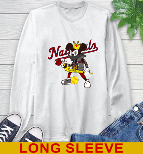 Washington Nationals MLB Baseball Mickey Peace Sign Sports Long Sleeve T-Shirt