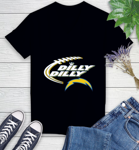 NFL Los Angeles Chargers Dilly Dilly Football Sports Women's V-Neck T-Shirt 2