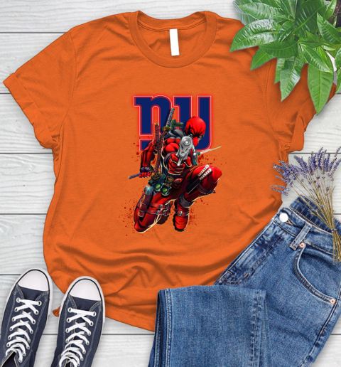 NFL Deadpool Marvel Comics Sports Football New York Giants Women's T-Shirt 4