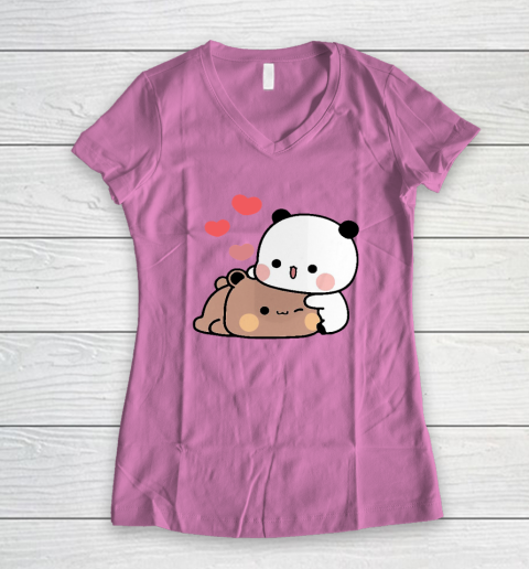 Panda Bear Hug Bubu Dudu Valentines Day's Women's V-Neck T-Shirt 6