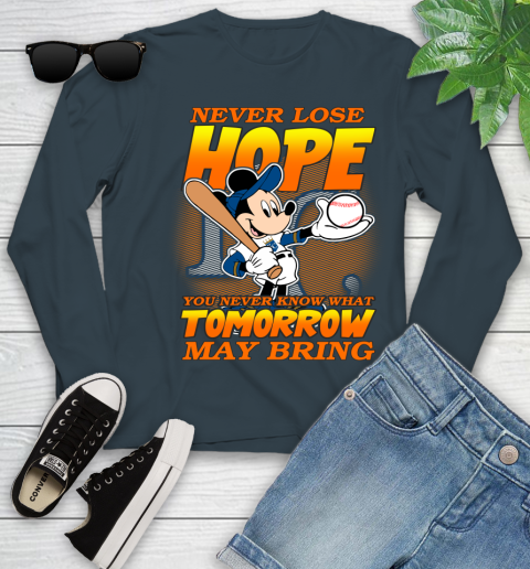 Kansas City Royals MLB Baseball Mickey Disney Never Lose Hope Youth Long Sleeve 9
