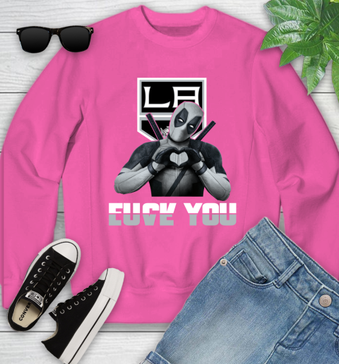 NHL Los Angeles Kings Deadpool Love You Fuck You Hockey Sports Youth Sweatshirt 6